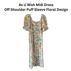 As U Wish Midi Dress Off Shoulder Floral Large